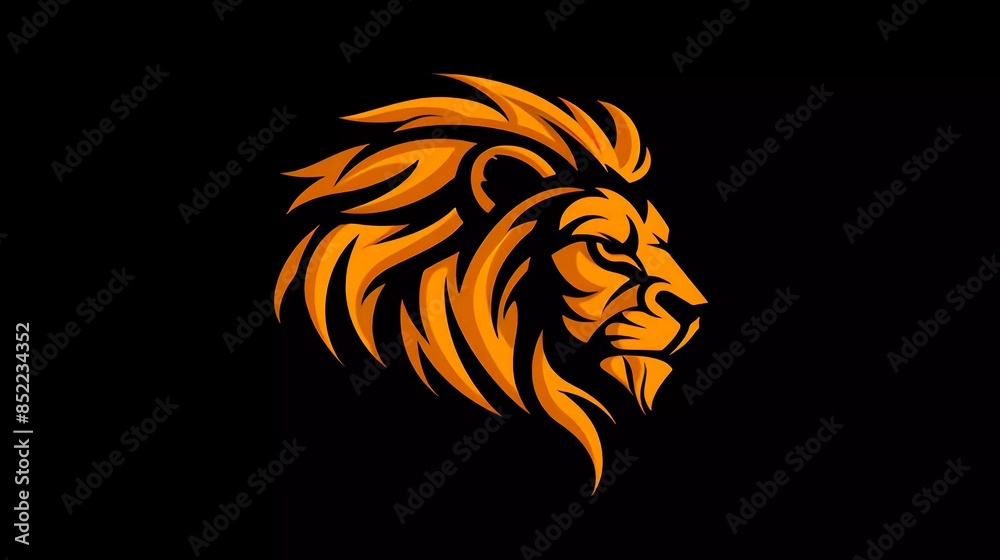 Lion logo illustration on black background which is very beautiful and amazing