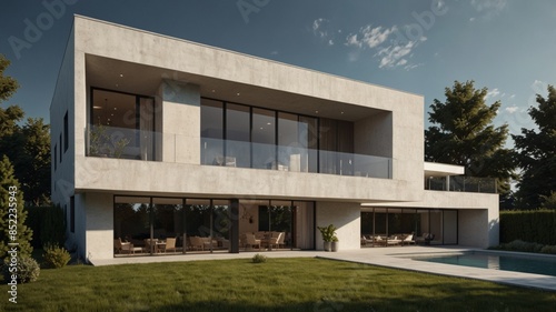 a minimalist modern house exterior © Halloway