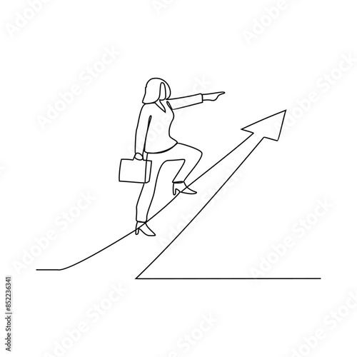 One continuous line drawing of employee grow up their career in one company vector illustration. Also illustration for business people grow up their company. Business design concept in simple linear.