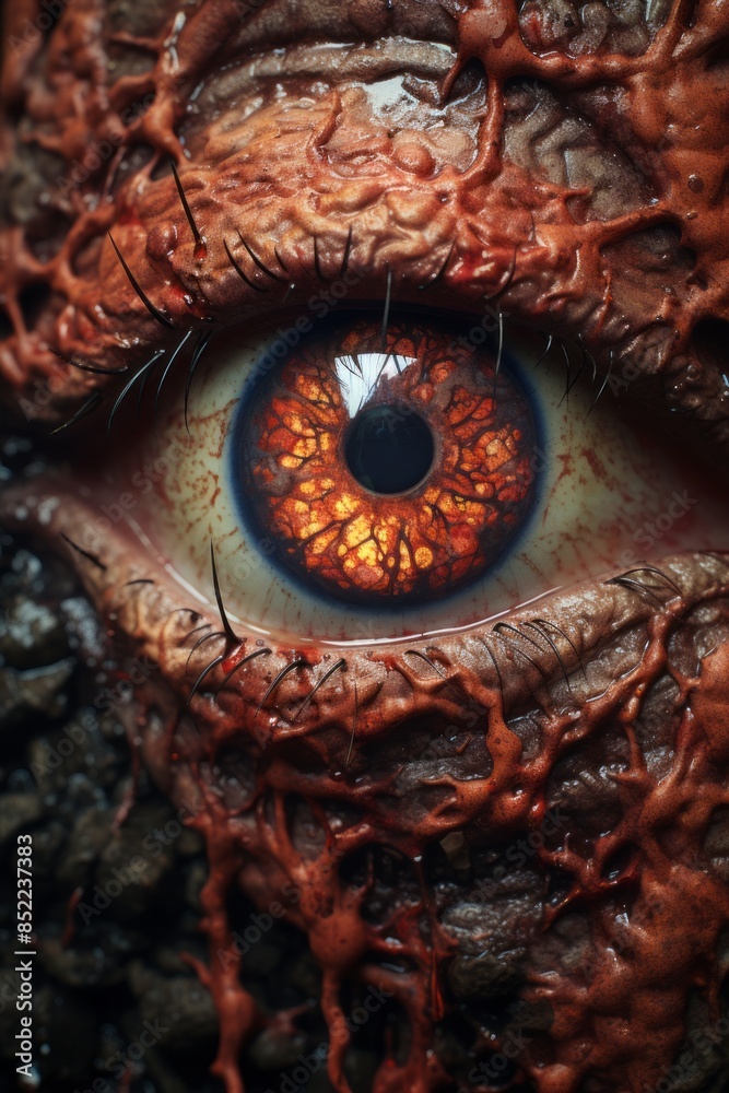 Obraz premium a close up of an eye with blood on it