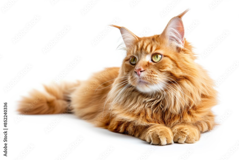Mystic portrait of Maine Coon, full body shot, full body View isolated on white background