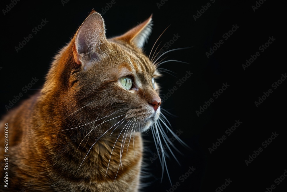 Obraz premium Mystic portrait of Manx Cat, full body view, full body shot isolated on black background