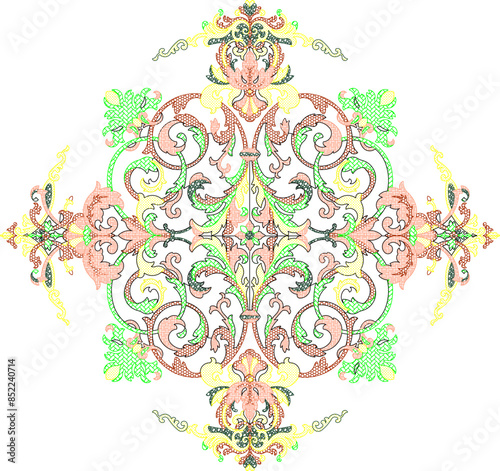Sketch illustration silhouette vector drawing design detail ornament ornate rosette classic old vintage ethnic traditional motif 