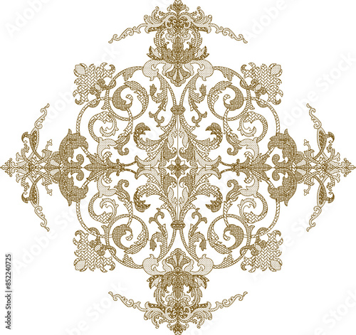 Sketch illustration silhouette vector drawing design detail ornament ornate rosette classic old vintage ethnic traditional motif