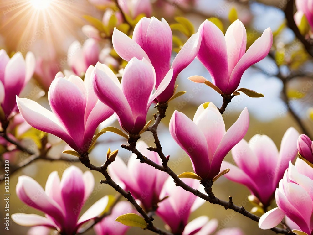 Obraz premium beautiful pink magnolia flowers