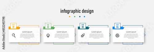 Business infographics template. timeline with 4 steps, options. can be used for workflow diagram, info chart, web design. vector illustration.