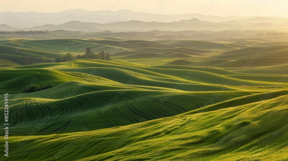 Fototapeta premium Rolling Green Hills at Sunrise