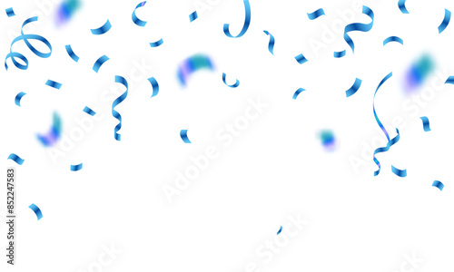 Falling shiny confetti isolated on transparent background, Blue confetti. celebration carnival ribbons. birthday, party, holiday, Celebration, gift, confetti, decoration, luxury, symbol, Vector