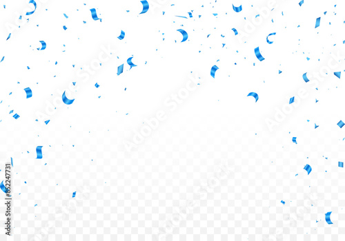 Blue confetti background isolated on transparent background	