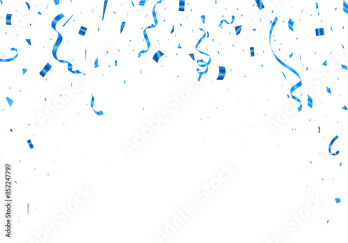Luxury falling shiny blue confetti isolated on transparent background. Vector illustration
