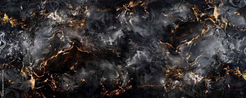 A black and gold background with a lot of sparkles