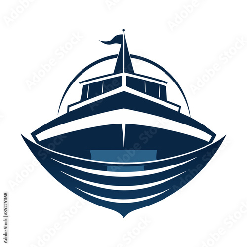 boat silhouette logo design with white background, rowboat design, logo design, 