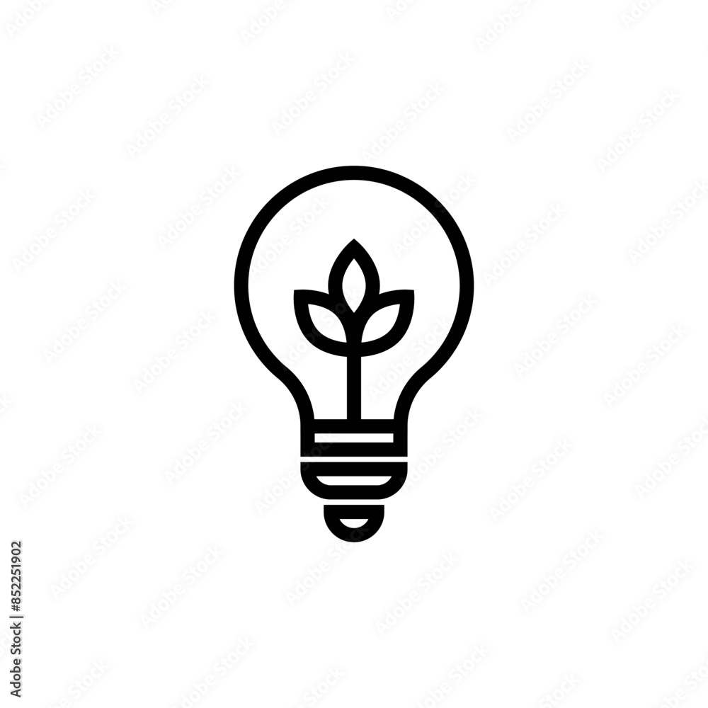 illustration of a bulb and eco black white icon illustration of a bulb and eco black white icon