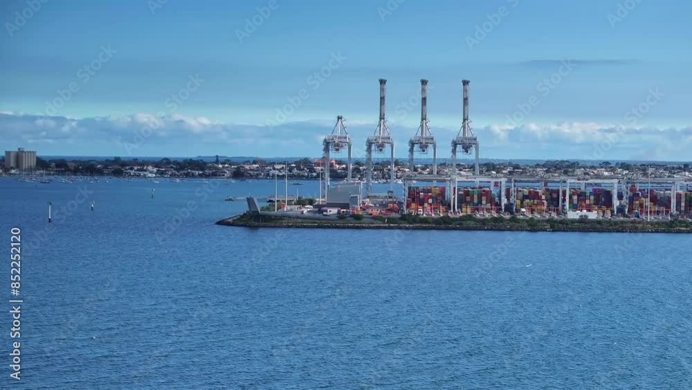 Container cranes and cargo terminal at Webb Dock in Port Melbourne Container cranes and cargo terminal at Webb Dock in Port Melbourne
