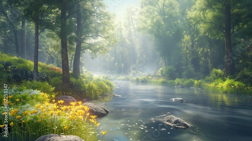 misty morning in the park