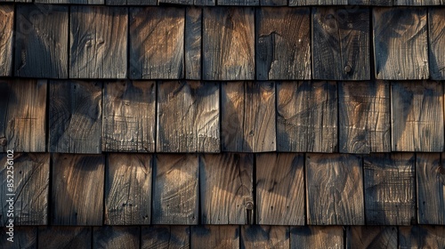 old wooden shingles on housewall