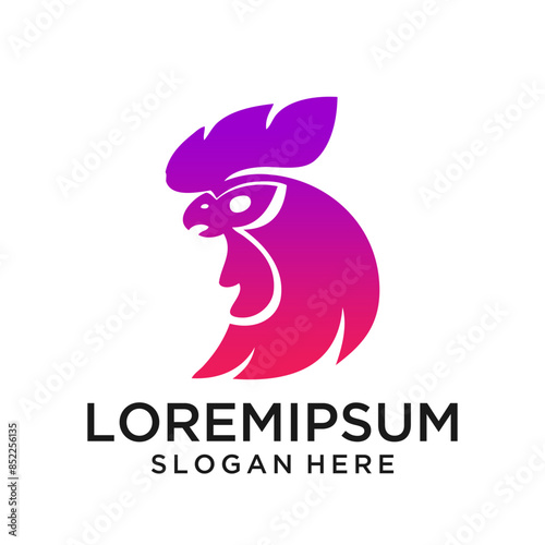 roosters logo concept, Chicken heads with circle logo vector, chicken Design element logo