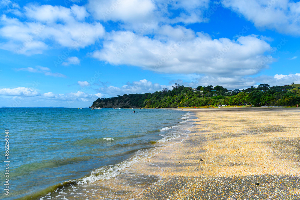 Panoramic View of Martins Bay Beach, Mahurangi East, Auckland New Zealand