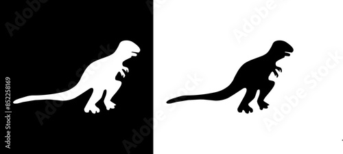 T rex icon. Dinosaur icon. Ancient animals. Giant beast. Black icon. Silhouette.