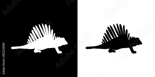Dinosaur icon. Ancient animals. Giant beast. Black icon. Silhouette.