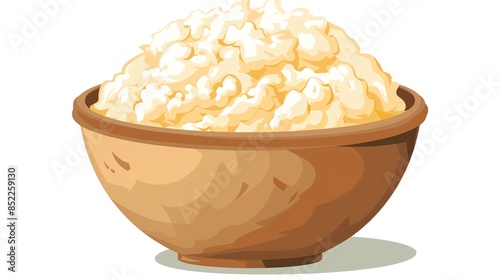 A View of 32-bit Rice Pudding, in a vector cartoon style, isolated white background photo