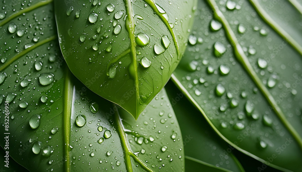 green leaf with water drops green leaf with water drops