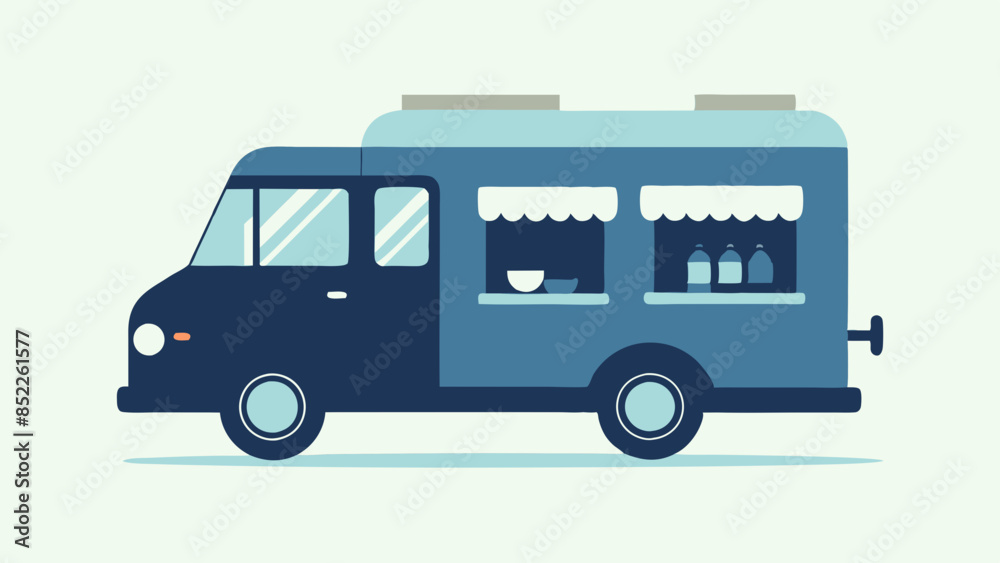 Colorful Food truck in the background, serving delicious street food. A food servicing truck in the background. Colorful Food truck in the background, serving delicious street food. A food servicing truck in the background.