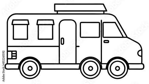 Black Food truck in the white background, serving delicious street food. A food servicing truck in the white background.