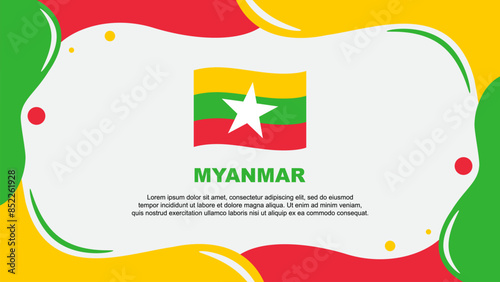Myanmar Flag Abstract Background Flat Design Template. Myanmar Independence Day Banner Wallpaper Vector Illustration. Myanmar Banner