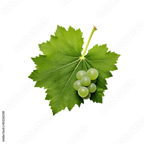 Green grape leaf isolated on transparent background