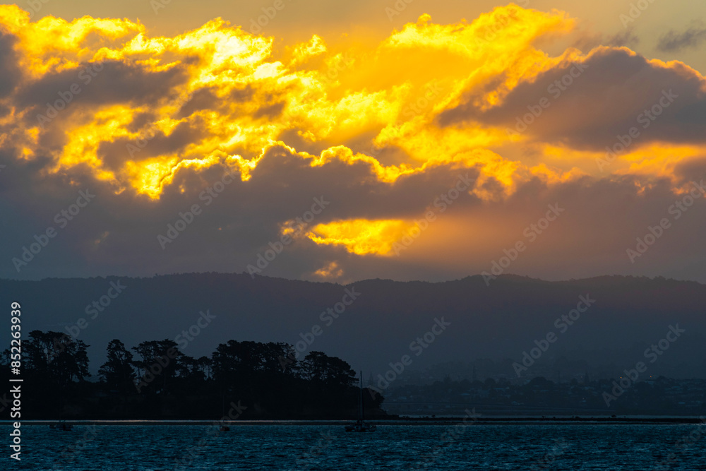 Sunset Scenery at Waitemata Harbour, Auckland New Zealand