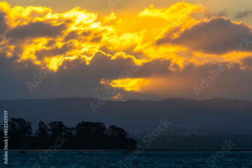 Obraz na płótnie Sunset Scenery at Waitemata Harbour, Auckland New Zealand w salonie