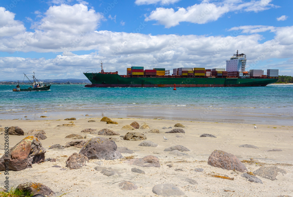 Sea Strait or Passage to Pilot Bay and Tauranga Port, Mount Maunganui Beach - New Zealand