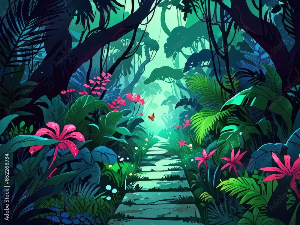 tropical jungle with plants tropical jungle with plants