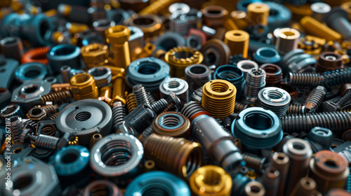 miscellaneous hardware parts including screws washers and springs all jumbled in a pile
