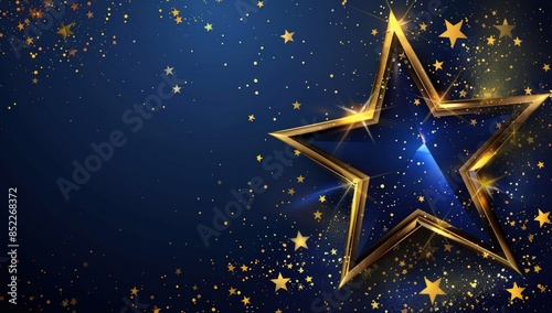A star is surrounded by a blue background with gold stars