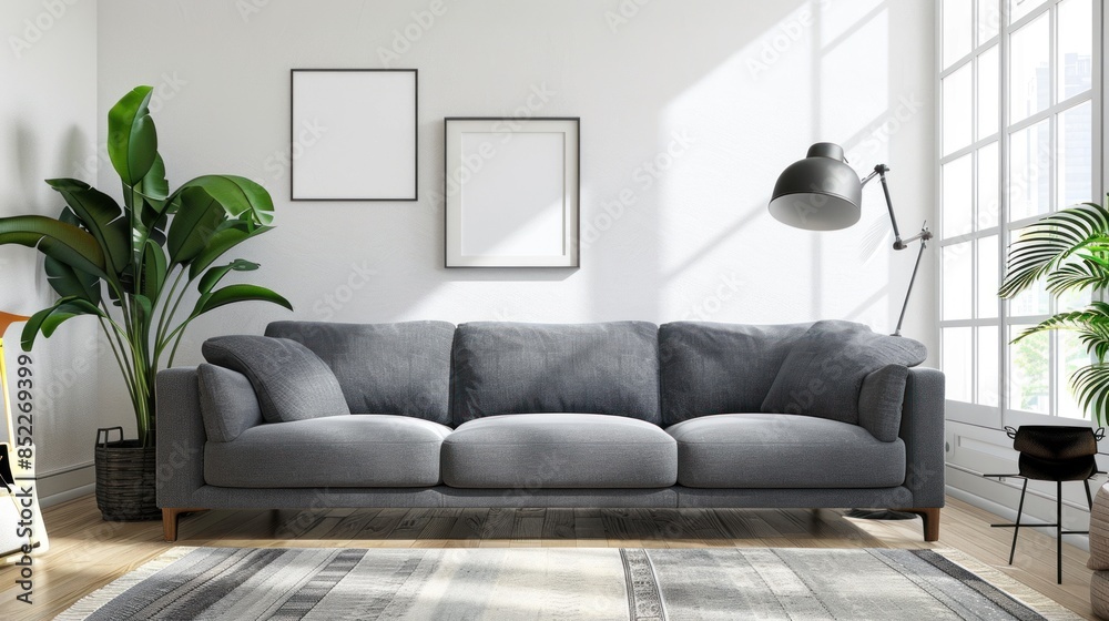 Modern Living Room with Gray Sofa and Minimalist Decor Modern Living Room with Gray Sofa and Minimalist Decor