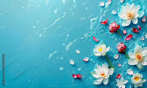 Songkran Festival design background flower and water