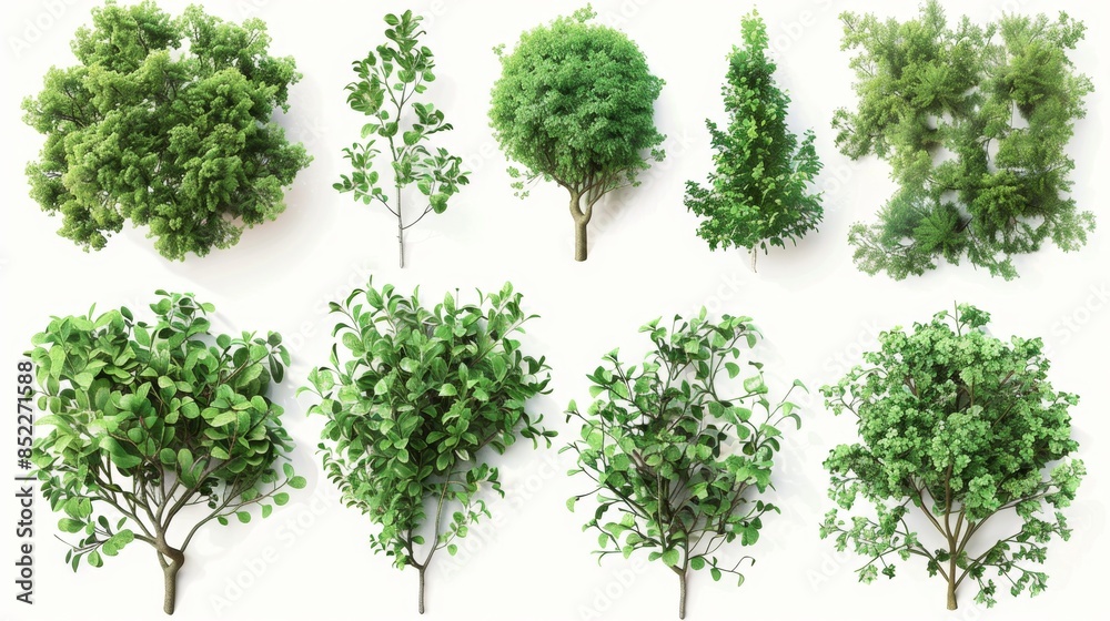 Fototapeta premium Various Types of Green Trees and Shrubs, Generative AI