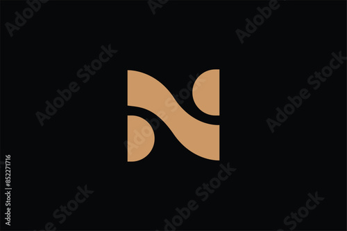 N letter iconic abstract logomark, letter N flowing wave logo, letter N or Z wave icon logo, logo initials N Z or Z N wave, growth and success logo, letter ZN or NZ finance logo