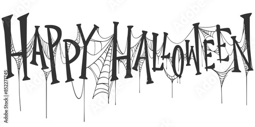 Happy Halloween Text Banner, Vector eps