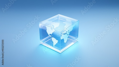 Innovative 3D Transparent Cube with World Map Projection