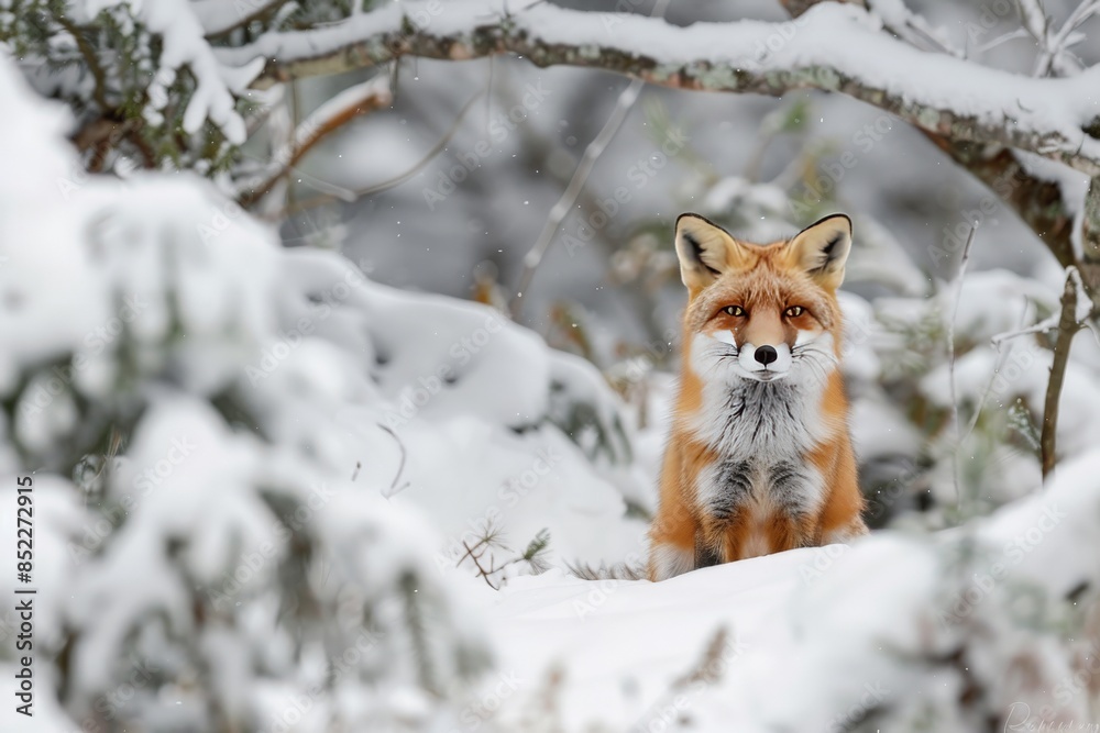 Naklejka premium fox in snowy