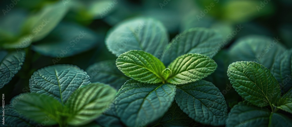 macro photo of natural tree and plant leaves, close up