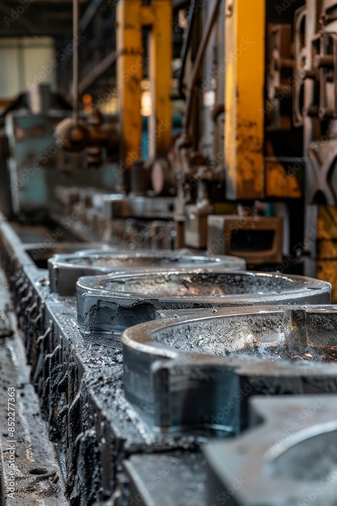 Precision Metal Molds Cooling Down after Manufacturing Process in Industrial Setting. Precision Metal Molds Cooling Down after Manufacturing Process in Industrial Setting.