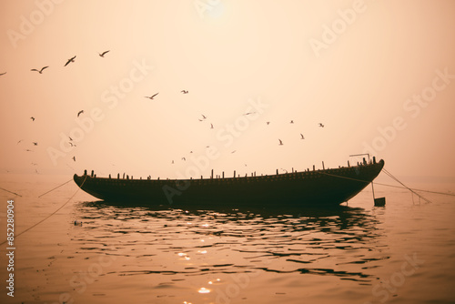Photography Boat in the river at morning hours