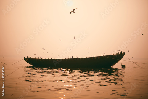 Photography Boat in the river at morning hours