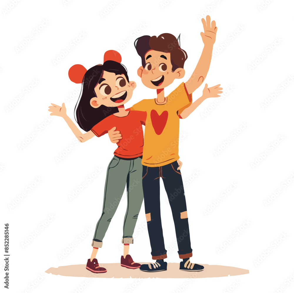 Hand drawn illustration for the International Friendship Day celebration, vector Friends On a white background Hand drawn illustration for the International Friendship Day celebration, vector Friends On a white background