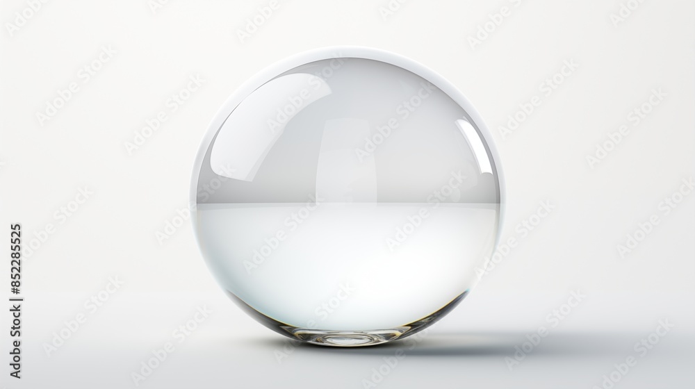 Transparent Glass Sphere Isolated on White Background with Smooth Reflection Transparent Glass Sphere Isolated on White Background with Smooth Reflection