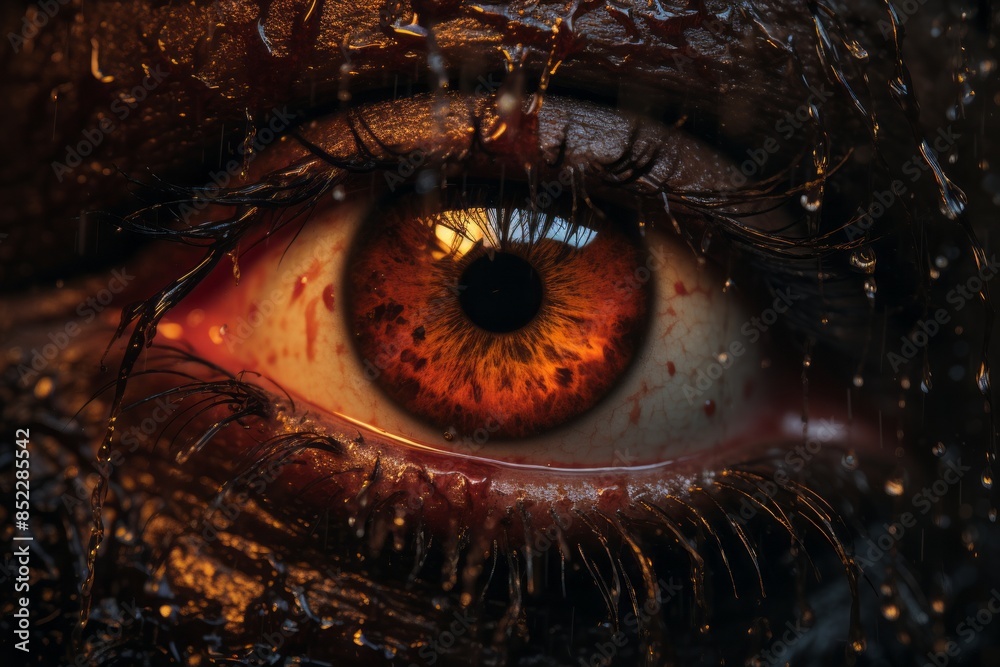 a close up of the eye of a zombie a close up of the eye of a zombie